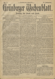 Gr&uuml;nberger Wochenblatt: Zeitung f&uuml;r Stadt und Land, No. 2. (4. Januar 1902)