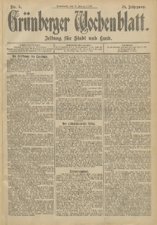 Grünberger Wochenblatt: Zeitung für Stadt und Land, No. 5. (11. Januar 1902)