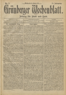Gr&uuml;nberger Wochenblatt: Zeitung f&uuml;r Stadt und Land, No. 6. (14. Januar 1902)