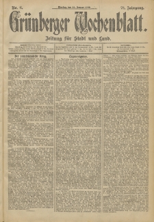 Grünberger Wochenblatt: Zeitung für Stadt und Land, No. 6. (14. Januar 1902)