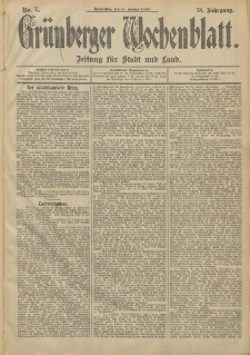 Grünberger Wochenblatt: Zeitung für Stadt und Land, No. 7. (16. Januar 1902)