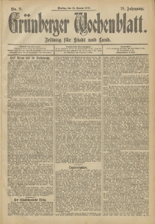 Grünberger Wochenblatt: Zeitung für Stadt und Land, No. 9. (21. Januar 1902)