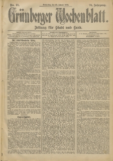 Gr&uuml;nberger Wochenblatt: Zeitung f&uuml;r Stadt und Land, No. 10. (23. Januar 1902)