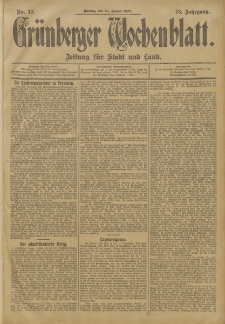 Grünberger Wochenblatt: Zeitung für Stadt und Land, No. 12. (28. Januar 1902)