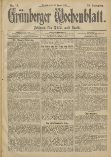 Gr&uuml;nberger Wochenblatt: Zeitung f&uuml;r Stadt und Land, No. 13. (30. Januar 1902)