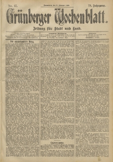 Gr&uuml;nberger Wochenblatt: Zeitung f&uuml;r Stadt und Land, No. 17. (8. Februar 1902)