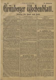 Grünberger Wochenblatt: Zeitung für Stadt und Land, No. 18. (11. Februar 1902)
