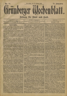 Gr&uuml;nberger Wochenblatt: Zeitung f&uuml;r Stadt und Land, No. 19. (13. Februar 1902)