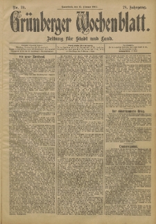 Gr&uuml;nberger Wochenblatt: Zeitung f&uuml;r Stadt und Land, No. 20. (15. Februar 1902)