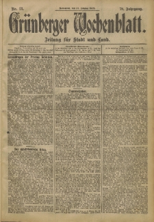 Gr&uuml;nberger Wochenblatt: Zeitung f&uuml;r Stadt und Land, No. 23. (22. Februar 1902)