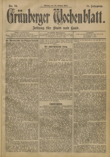 Gr&uuml;nberger Wochenblatt: Zeitung f&uuml;r Stadt und Land, No. 24. (25. Februar 1902)