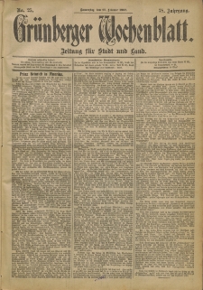 Grünberger Wochenblatt: Zeitung für Stadt und Land, No. 25. (27. Februar 1902)