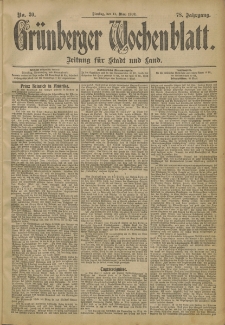 Gr&uuml;nberger Wochenblatt: Zeitung f&uuml;r Stadt und Land, No. 30. (11. M&auml;rz 1902)