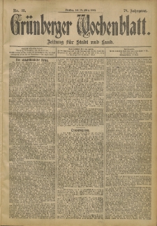 Gr&uuml;nberger Wochenblatt: Zeitung f&uuml;r Stadt und Land, No. 33. (18. M&auml;rz 1902)