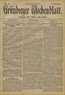 Gr&uuml;nberger Wochenblatt: Zeitung f&uuml;r Stadt und Land, No. 35. (22. M&auml;rz 1902)