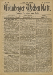 Gr&uuml;nberger Wochenblatt: Zeitung f&uuml;r Stadt und Land, No. 36. (25. M&auml;rz 1902)