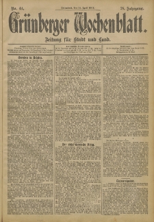 Gr&uuml;nberger Wochenblatt: Zeitung f&uuml;r Stadt und Land, No. 44. (12. April 1902)