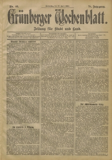 Gr&uuml;nberger Wochenblatt: Zeitung f&uuml;r Stadt und Land, No. 46. (17. April 1902)