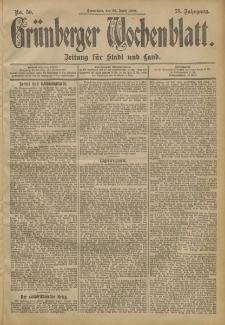 Gr&uuml;nberger Wochenblatt: Zeitung f&uuml;r Stadt und Land, No. 50. (26. April 1902)