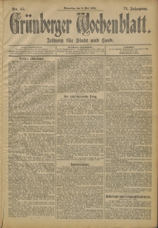 Gr&uuml;nberger Wochenblatt: Zeitung f&uuml;r Stadt und Land, No. 55. (8. Mai 1902)