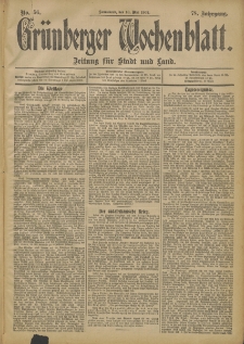 Gr&uuml;nberger Wochenblatt: Zeitung f&uuml;r Stadt und Land, No. 56. (10. Mai 1902)