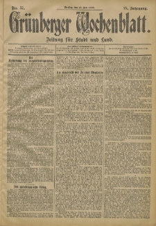 Gr&uuml;nberger Wochenblatt: Zeitung f&uuml;r Stadt und Land, No. 57. (13. Mai 1902)