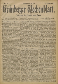 Gr&uuml;nberger Wochenblatt: Zeitung f&uuml;r Stadt und Land, No. 58. (15. Mai 1902)