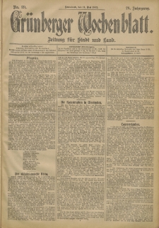 Gr&uuml;nberger Wochenblatt: Zeitung f&uuml;r Stadt und Land, No. 59. (17. Mai 1902)