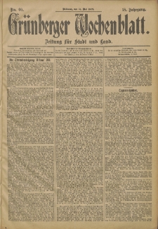 Gr&uuml;nberger Wochenblatt: Zeitung f&uuml;r Stadt und Land, No. 60. (21. Mai 1902)
