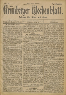 Gr&uuml;nberger Wochenblatt: Zeitung f&uuml;r Stadt und Land, No. 63. (27. Mai 1902)