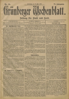 Gr&uuml;nberger Wochenblatt: Zeitung f&uuml;r Stadt und Land, No. 64. (29. Mai 1902)