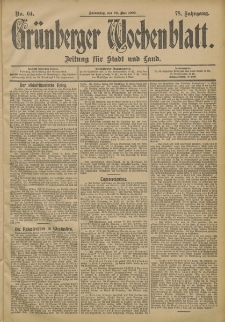 Grünberger Wochenblatt: Zeitung für Stadt und Land, No. 64. (29. Mai 1902)