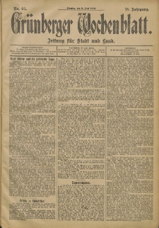 Gr&uuml;nberger Wochenblatt: Zeitung f&uuml;r Stadt und Land, No. 66. (3. Juni 1902)