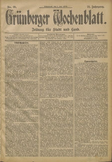 Gr&uuml;nberger Wochenblatt: Zeitung f&uuml;r Stadt und Land, No. 68. (7. Juni 1902)