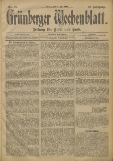 Grünberger Wochenblatt: Zeitung für Stadt und Land, No. 75. (24. Juni 1902)