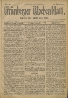 Grünberger Wochenblatt: Zeitung für Stadt und Land, No. 76. (26. Juni 1902)