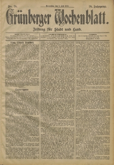 Gr&uuml;nberger Wochenblatt: Zeitung f&uuml;r Stadt und Land, No. 79. (3. Juli 1902)