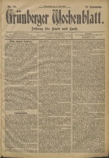 Gr&uuml;nberger Wochenblatt: Zeitung f&uuml;r Stadt und Land, No. 80. (5. Juli 1902)