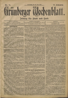 Gr&uuml;nberger Wochenblatt: Zeitung f&uuml;r Stadt und Land, No. 83. (12. Juli 1902)