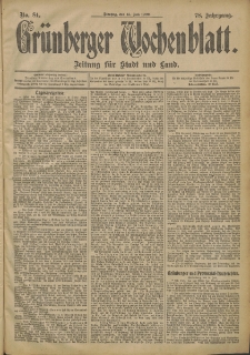 Gr&uuml;nberger Wochenblatt: Zeitung f&uuml;r Stadt und Land, No. 84. (15. Juli 1902)