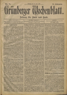 Grünberger Wochenblatt: Zeitung für Stadt und Land, No. 84. (15. Juli 1902)