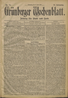 Gr&uuml;nberger Wochenblatt: Zeitung f&uuml;r Stadt und Land, No. 85. (17. Juli 1902)
