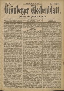 Gr&uuml;nberger Wochenblatt: Zeitung f&uuml;r Stadt und Land, No. 88. (24. Juli 1902)