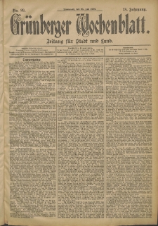 Gr&uuml;nberger Wochenblatt: Zeitung f&uuml;r Stadt und Land, No. 89. (26. Juli 1902)