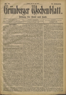 Gr&uuml;nberger Wochenblatt: Zeitung f&uuml;r Stadt und Land, No. 90. (29. Juli 1902)