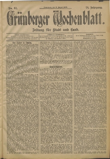 Gr&uuml;nberger Wochenblatt: Zeitung f&uuml;r Stadt und Land, No. 92. (2. August 1902)
