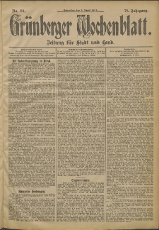 Gr&uuml;nberger Wochenblatt: Zeitung f&uuml;r Stadt und Land, No. 94. (7. August 1902)