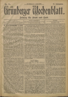 Gr&uuml;nberger Wochenblatt: Zeitung f&uuml;r Stadt und Land, No. 95. (9. August 1902)