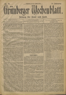 Gr&uuml;nberger Wochenblatt: Zeitung f&uuml;r Stadt und Land, No. 98. (16. August 1902)