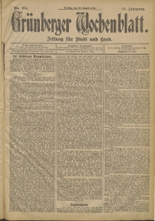 Gr&uuml;nberger Wochenblatt: Zeitung f&uuml;r Stadt und Land, No. 102. (26. August 1902)